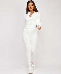 Long-Sleeve-Sport-Jacket-Tight-Leggings-White-1