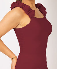 Satin-Puff-Sleeve-Ribbed-Set-Wine-3