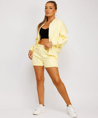Bomber-Zip-Top-Matching-High-Waisted-Shorts-Lemon-4