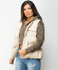 Beige-Quilted-Popper-Button-Drawstring-Waist-Gilet-Bodywarmer-3