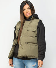 Khaki-Quilted-Popper-Button-Drawstring-Waist-Gilet-Bodywarmer-1