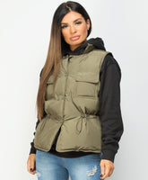Khaki-Quilted-Popper-Button-Drawstring-Waist-Gilet-Bodywarmer-4
