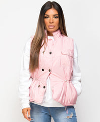 Pink-Quilted-Popper-Button-Drawstring-Waist-Gilet-Bodywarmer-1