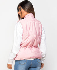 Pink-Quilted-Popper-Button-Drawstring-Waist-Gilet-Bodywarmer-3