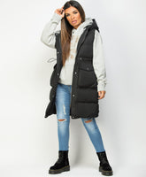 Black-Long-Drawstring-Waist-Hooded-Bodywarmer-Gilet-1