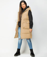 Camel-Long-Drawstring-Waist-Hooded-Bodywarmer-Gilet-1