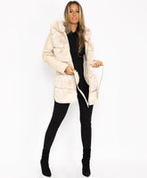 Beige-Pu-Pvc-Tiered-Faux-Fur-Hooded-3-4-Coat-Jacket-4