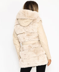 Beige-Pu-Pvc-Tiered-Faux-Fur-Hooded-3-4-Coat-Jacket-5