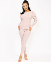 Pink-Frill-Shoulder-Gold-Button-Ribbed-Loungewear-Set-1