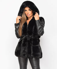 Black-Pu-Pvc-Faux-Leather-Fur-Lined-Coat-Jacket-3