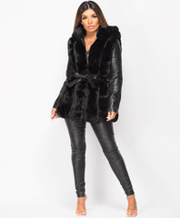 Black-Pu-Pvc-Faux-Leather-Fur-Lined-Coat-Jacket-4