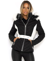 Black-Padded-Quilted-Faux-Fur-Belted-Puffer-Jacket-Coat-1