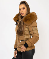 Camel-Padded-Quilted-Faux-Fur-Hooded-Puffer-Jacket-3