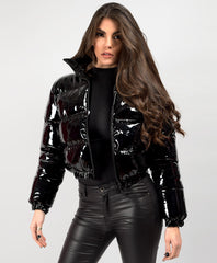 Black-PU-Vinyl-High-Shine-Cropped-Puffer-Jacket-1
