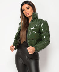 Khaki-PU-Vinyl-High-Shine-Cropped-Puffer-Jacket-3