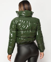 Khaki-PU-Vinyl-High-Shine-Cropped-Puffer-Jacket-4