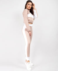 Pink-Colour-Block-Half-Zip-Cropped-Sweatshirt-Skinny-Joggers-Loungewear-Set-2