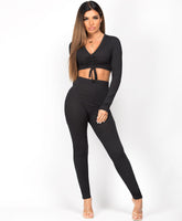 Black-Ribbed-Tie-Ruched-Long-Sleeve-Loungewear-Set-1