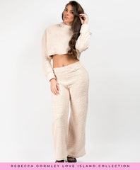 Cream-Teddy-Bear-Fur-High-Neck-Top-&-Wide-Leg-Trouser-Loungewear-Set-2