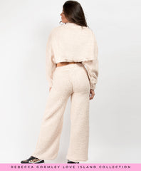 Cream-Teddy-Bear-Fur-High-Neck-Top-&-Wide-Leg-Trouser-Loungewear-Set-4