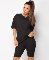 Black-Cycling-Short-&-Oversize-T-Shirt-Co-Ord-Loungewear-Set-1
