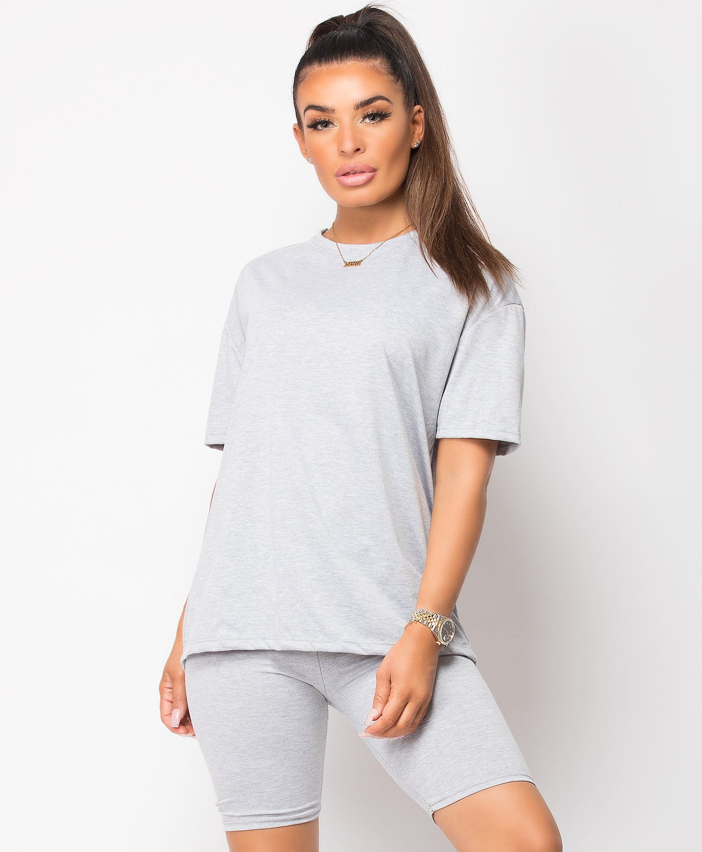 Grey-Cycling-Short-&-Oversize-T-Shirt-Co-Ord-Loungewear-Set-1