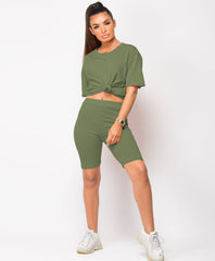 Khaki-Cycling-Short-&-Oversize-T-Shirt-Co-Ord-Loungewear-Set-2