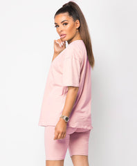 Pink-Cycling-Short-&-Oversize-T-Shirt-Co-Ord-Loungewear-Set-3