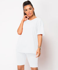 White-Cycling-Short-&-Oversize-T-Shirt-Co-Ord-Loungewear-Set-1