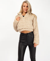 Beige-Teddy-Bear-Fur-Half-Zip-Kangaroo-Pocket-Jacket-1