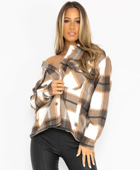 Chocolate-Brown-Oversized-Fit-Check-Shirt-Shacket-1