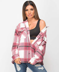 Wine-Oversized-Fit-Check-Shirt-Shacket-2