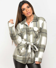 Khaki-Check-Oversize-Fit-Belted-Shacket-1