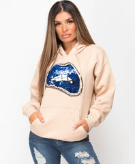 Beige-Oversized-Fit-Lips-Sequin-Hoodie-1