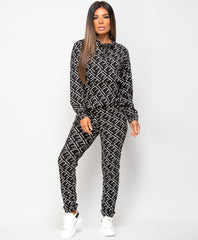 Black-FE-Print-Half-Zip-Flap-Pocket-Tracksuit-Loungewear-Set-2