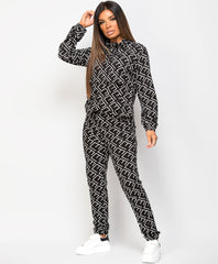 Black-FE-Print-Half-Zip-Flap-Pocket-Tracksuit-Loungewear-Set-3