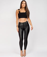 Black-Wet-Look-PU-PVC-Coated-Jeans-1