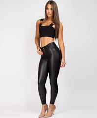 Black-Wet-Look-PU-PVC-Coated-Jeans-3