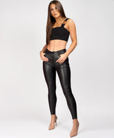 Black-Wet-Look-PU-PVC-Coated-Jeans-4