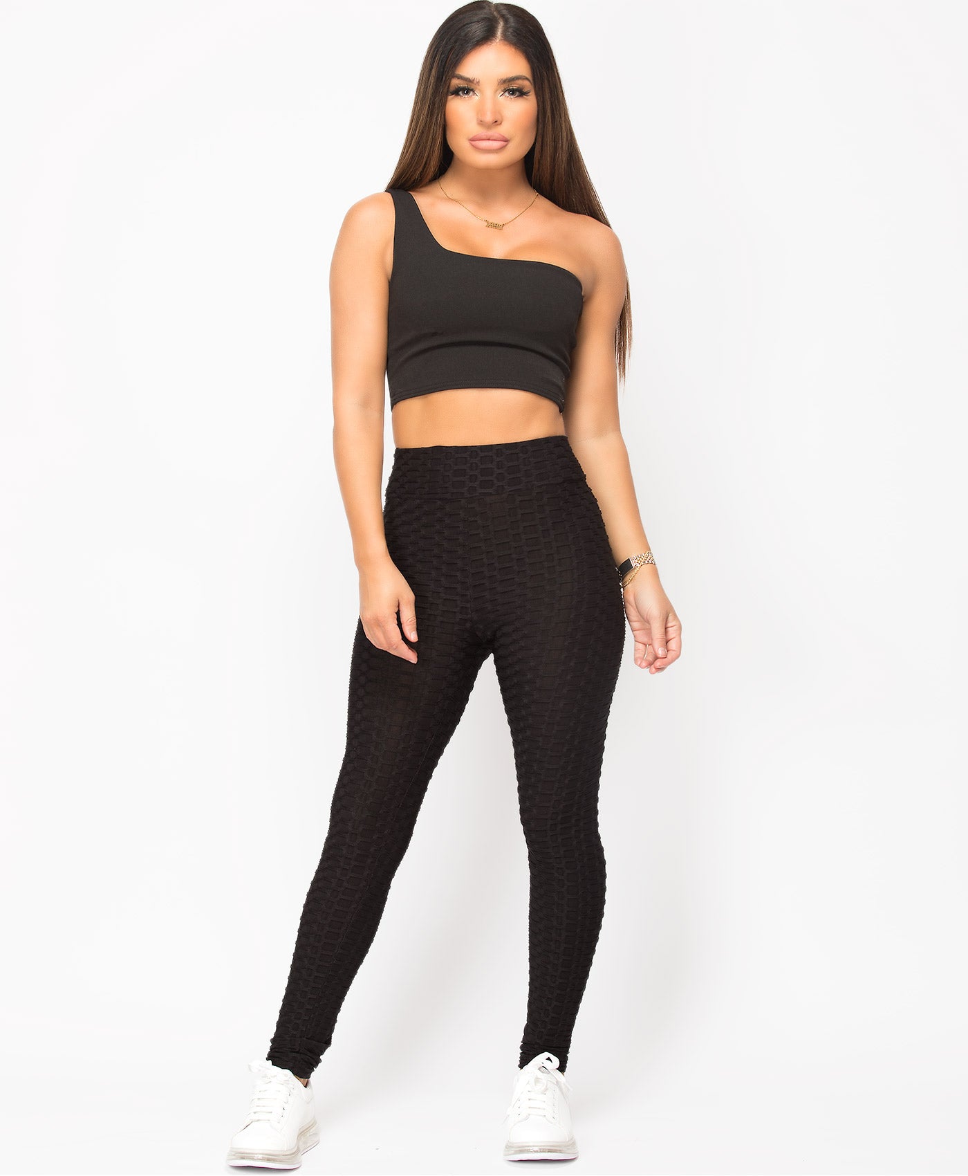  Leggings for Women Wide Waistband Honeycomb Textured Leggings  Leggings for Women (Color : Black, Size : Small) : Clothing, Shoes & Jewelry