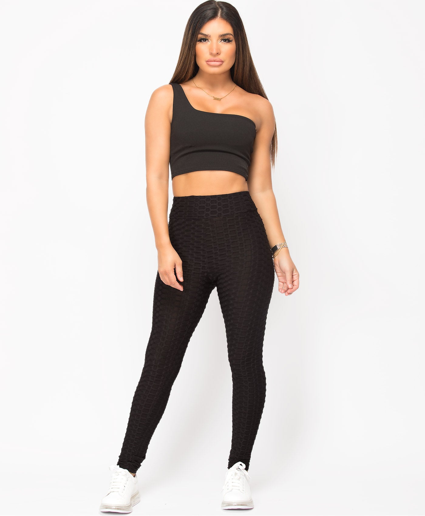 Black-Waffle-Textured-Stretch-Leggings-2