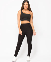 Black-Waffle-Textured-Stretch-Leggings-2