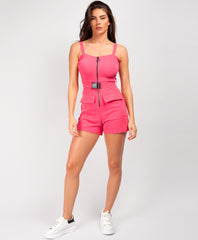 Neon-Pink-Utilty-Belt-Pocket-Zip-Up-Playsuit-1