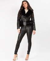 Black-Black-Faux-Fur-Trimmed-PU-PVC-Belted-Biker-Jacket-1