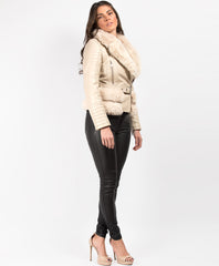 Beige-Faux-Fur-Trimmed-PU-PVC-Belted-Biker-Jacket-3