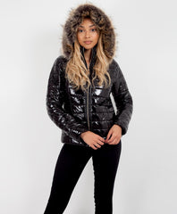 Black-High-Shine-Wet-Vinyl-Look-Faux-Fur-Hood-Jacket-1
