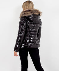 Black-High-Shine-Wet-Vinyl-Look-Faux-Fur-Hood-Jacket-7