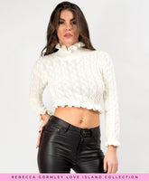 White-Frill-Cable-Knitted-High-Neck-Cropped-Jumper-1