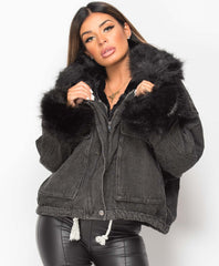 Black-Black-Faux-Fur-Trim-Lined-Oversized-Denim-Jacket-4