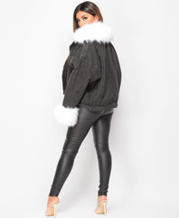 Black-White-Faux-Fur-Trim-Lined-Oversized-Denim-Jacket-5